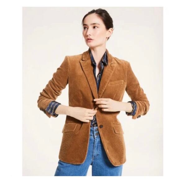 Vintage J. Crew Camel Brown Corduroy Blazer Jacket Size Medium Cotton Y2K Preppy - Picture 11 of 11